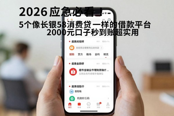 2026年应急必看！5个像长银58消费贷一样的借款平台，2000元口子秒到账超实用