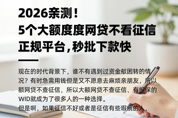 2026亲测!5个大额度网贷不看征信的正规平台,秒批下款快