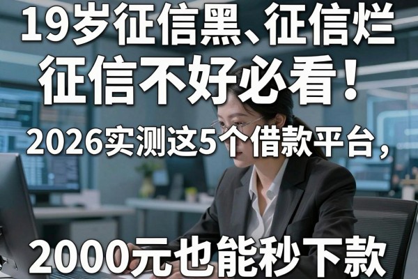 19岁征信黑、征信烂、征信不好必看!2026实测这5个借款平台,2000元也能秒下款!