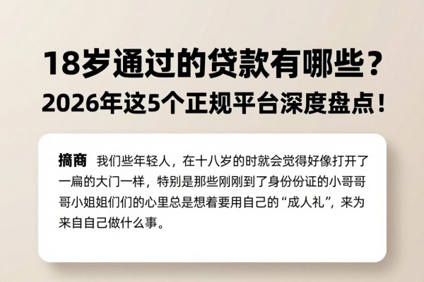 18岁通过的贷款有哪些？2026年这5个正规平台深度盘点！