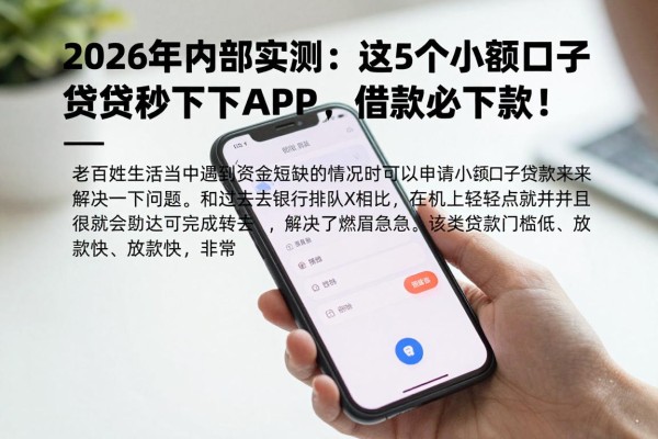 2026年内部实测:这5个小额口子贷款秒下APP,借款必下款!