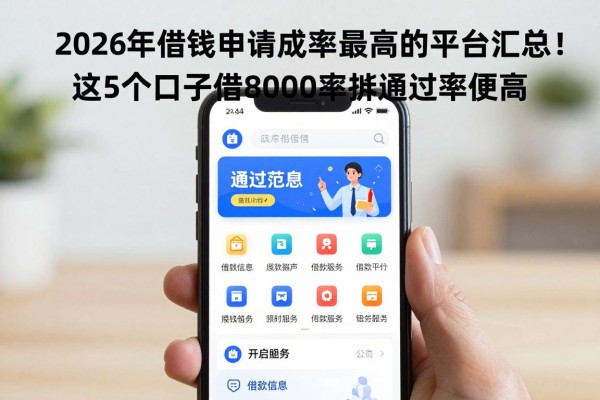 2026年借钱申请成功率最高的平台汇总!这5个口子借8000审批通过率超高