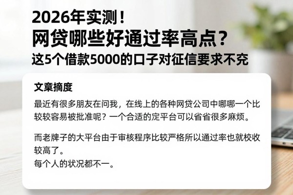 2026年实测!网贷哪些好通过率高点?这5个借款5000的口子对征信要求不高