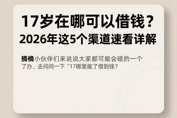 17岁在哪可以借钱?2026年这5个渠道速看详解!