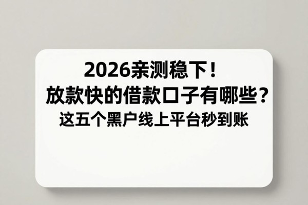 2026亲测稳下!放款快的借款口子有哪些?这五个黑户线上平台秒到账
