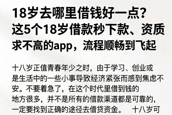 18岁去哪里借钱好一点?这5个18岁借款秒下款、资质要求不高的APP,流程顺畅到飞起