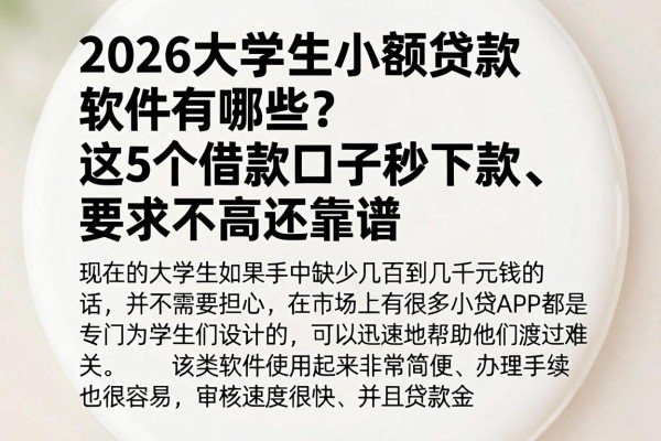 2026大学生小额贷款软件有哪些?这5个借款口子秒下款、要求不高还靠谱