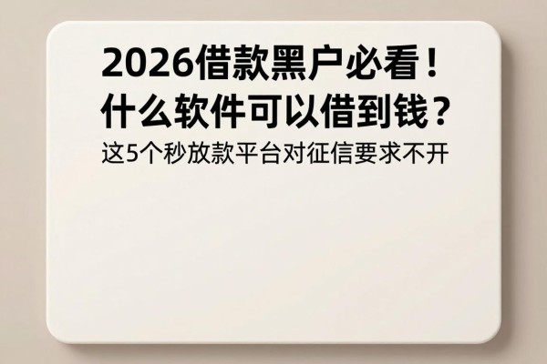 2026借款黑户必看！什么软件可以借到钱？这5个秒放款平台对征信要求不高