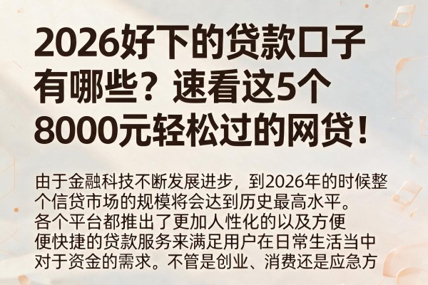 2026好下的贷款口子有哪些？速看这5个8000元轻松过的网贷！