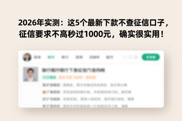 2026年实测:这5个最新下款不查征信口子,征信要求不高秒过1000元,确实很实用!