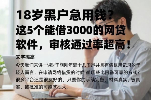 18岁黑户急用钱？这5个能借3000的网贷软件，审核通过率超高！