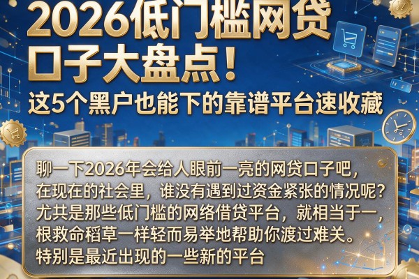 2026低门槛网贷口子大盘点！这5个黑户也能下的靠谱平台速收藏