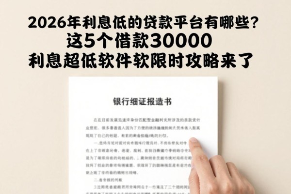 2026年利息低的贷款平台有哪些？这5个借款30000利息超低软件限时攻略来了