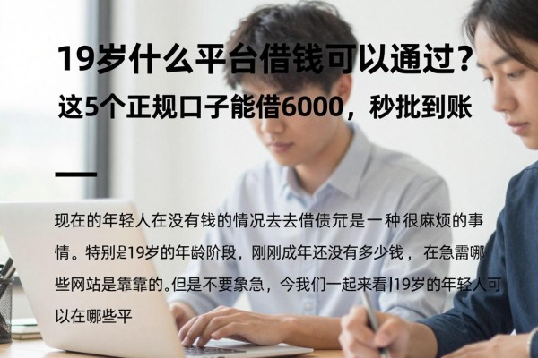 19岁什么平台借钱可以通过？这5个正规口子能借6000，秒批到账