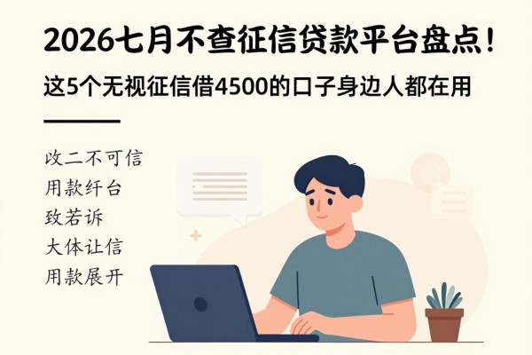 2026七月不查征信贷款平台盘点！这5个无视征信借4500的口子身边人都在用