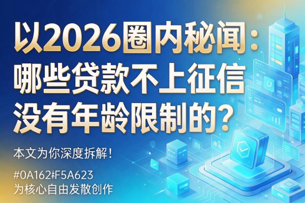 2026圈内秘闻：哪些贷款不上征信没有年龄限制的？本文为你深度拆解！