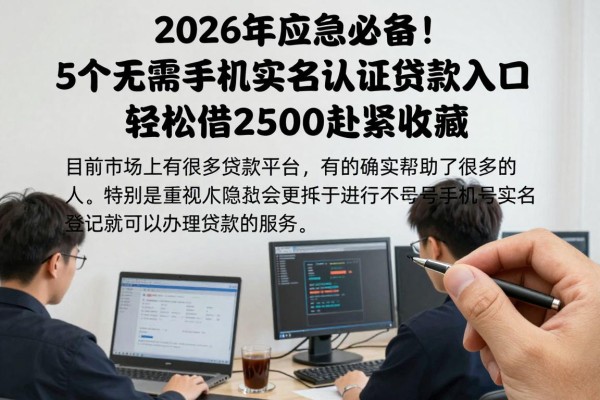 2026年应急必备！5个无需手机实名认证贷款入口，轻松借2500赶紧收藏