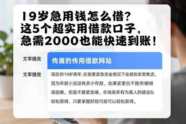 19岁急用钱怎么借？这5个超实用借款口子，急需2000也能快速到账！