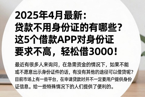 2025年4月最新:贷款不用身份证的有哪些?这5个借款APP对身份证要求不高,轻松借3000!