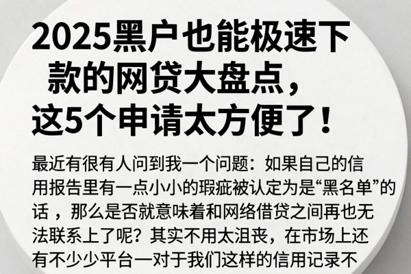 2025黑户也能极速下款的网贷大盘点,这5个申请太方便了!