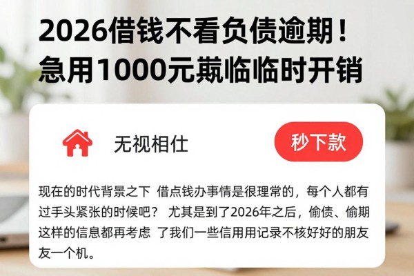 2026借钱不看负债逾期!急用1000元临时开销?这几家无视负债逾期的贷款APP秒下款