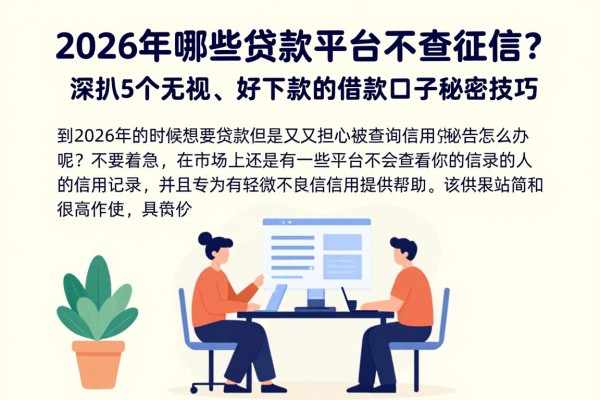 2026年哪些贷款平台不查征信？深扒5个无视、好下款的借款口子秘密技巧！