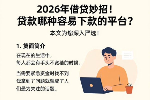 2026年借贷妙招！贷款哪种容易下款的平台？本文为您深入严选！