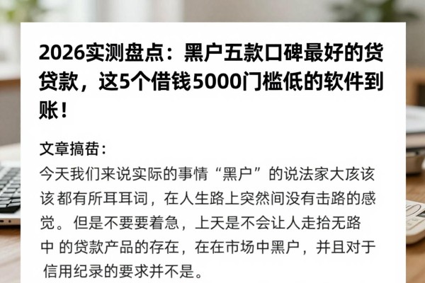 2026实测盘点:黑户五款口碑最好的贷款,这5个借钱5000门槛低的软件稳到账!