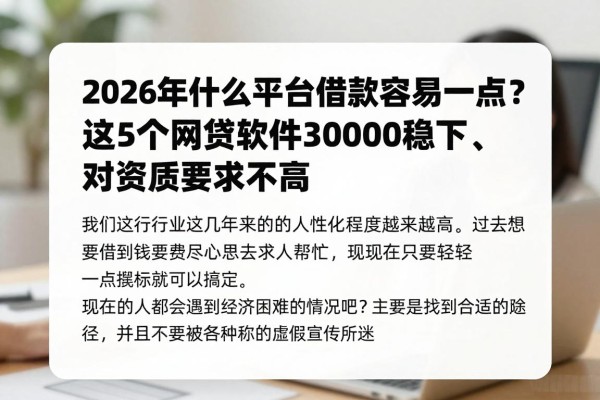 2026年什么平台借款容易一点?这5个网贷软件3000稳下、对资质要求不高