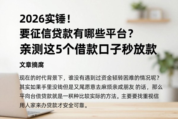 2026实锤！要征信贷款有哪些平台？亲测这5个借款口子秒放款
