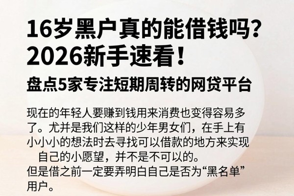16岁黑户真的能借钱吗?2026新手速看!盘点5家专注短期周转的网贷平台