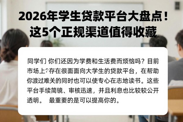 2026年学生贷款平台大盘点!这5个正规渠道值得收藏