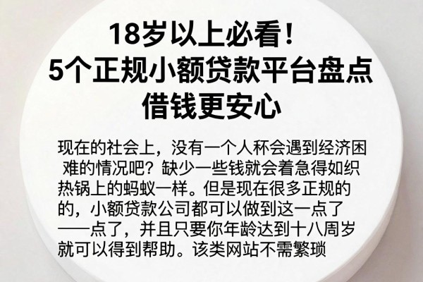 18岁以上必看！5个正规小额贷款平台盘点，借钱更安心
