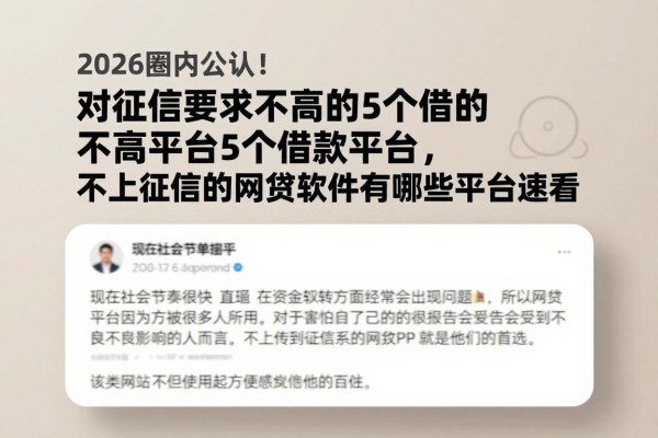 2026圈内公认!对征信要求不高的5个借款平台,不上征信的网贷软件有哪些平台速看