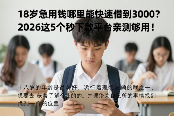 18岁急用钱哪里能快速借到3000?2026这5个秒下款平台亲测够用!