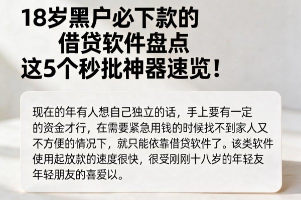 18岁黑户必下款的借贷软件盘点，这5个秒批神器速览！
