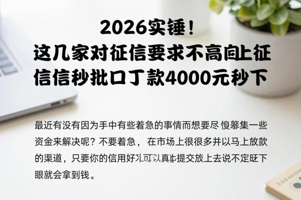 2026实锤!这几家对征信要求不高的上征信秒批口子,借款4000元秒下