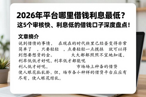 2026年平台哪里借钱利息最低?这5个审核快、利息低的借钱口子深度盘点!