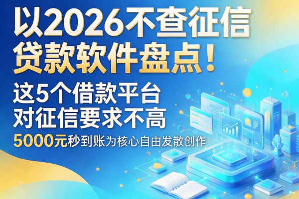 2026不查征信贷款软件盘点！这5个借款平台对征信要求不高，5000元秒到账
