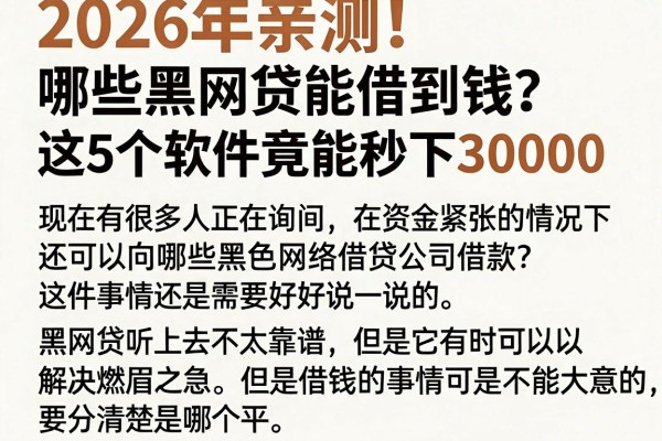 2026年亲测!哪些黑网贷能借到钱?这5个软件竟能秒下30000