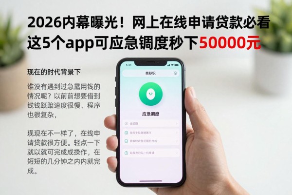 2026内幕曝光!网上在线申请贷款必看,这5个app可应急调度秒下50000元