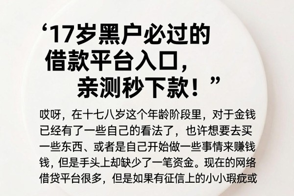 17岁黑户必过的借款平台入口，亲测秒下款！