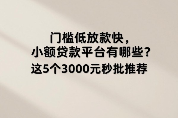 18岁必看！门槛低放款快的小额贷款平台有哪些？这5个3000元秒批推荐