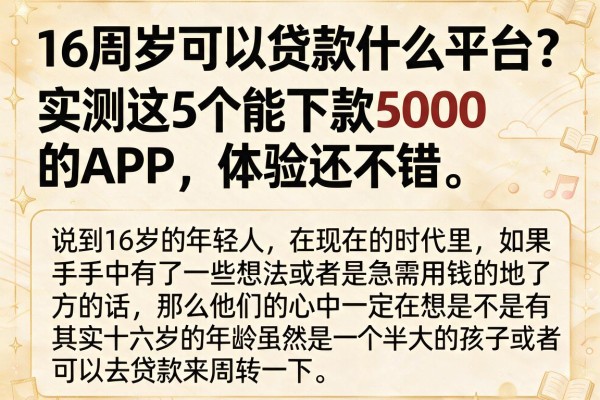 16周岁可以贷款什么平台？实测这5个能下款5000的APP，体验还不错