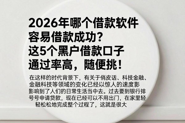 2026年哪个借款软件容易借款成功?这5个黑户借款口子通过率高,随便挑!