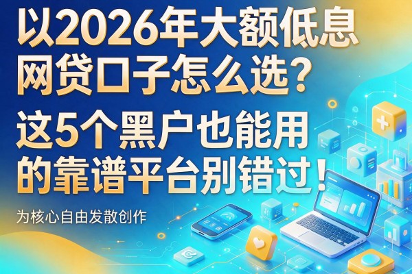 2026年大额低息网贷口子怎么选？这5个黑户也能用的靠谱平台别错过！