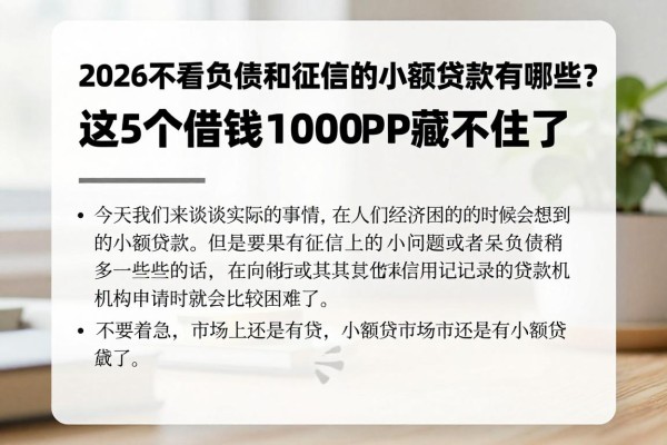 2026不看负债和征信的小额贷款有哪些?这5个借钱1000的APP藏不住了