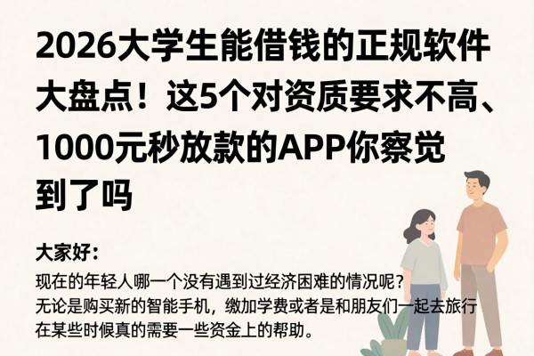 2026大学生能借钱的正规软件大盘点!这5个对资质要求不高、1000元秒放款的APP你察觉到了吗