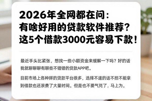 2026年全网都在问:有啥好用的贷款软件推荐?这5个借款3000元容易下款!