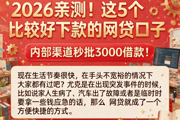 2026亲测！这5个比较好下款的网贷口子，内部渠道秒批3000借款！